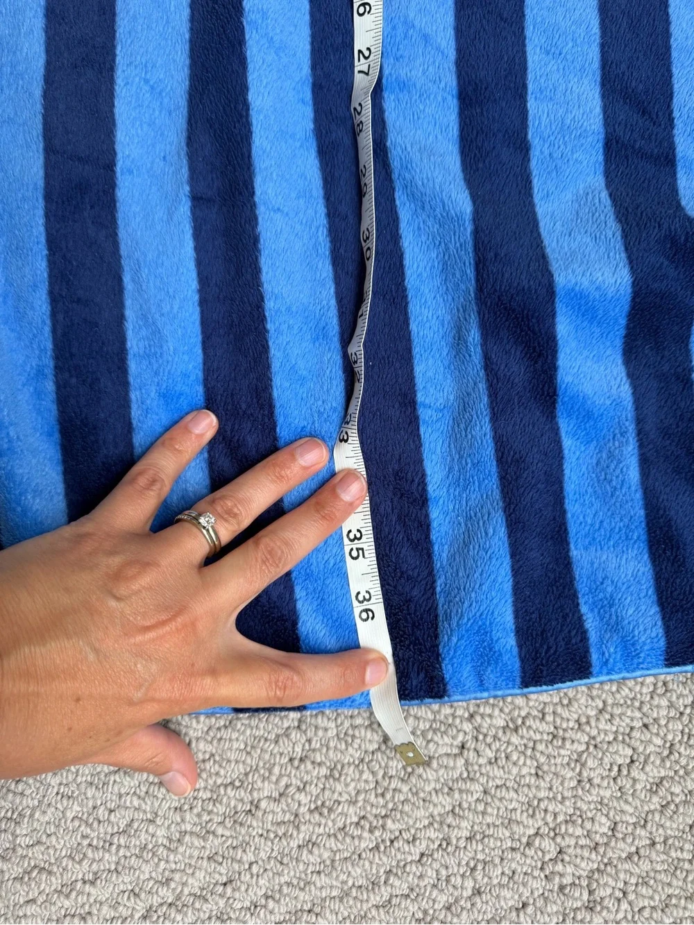 Blue Striped Elephant Plush Baby Blanket -